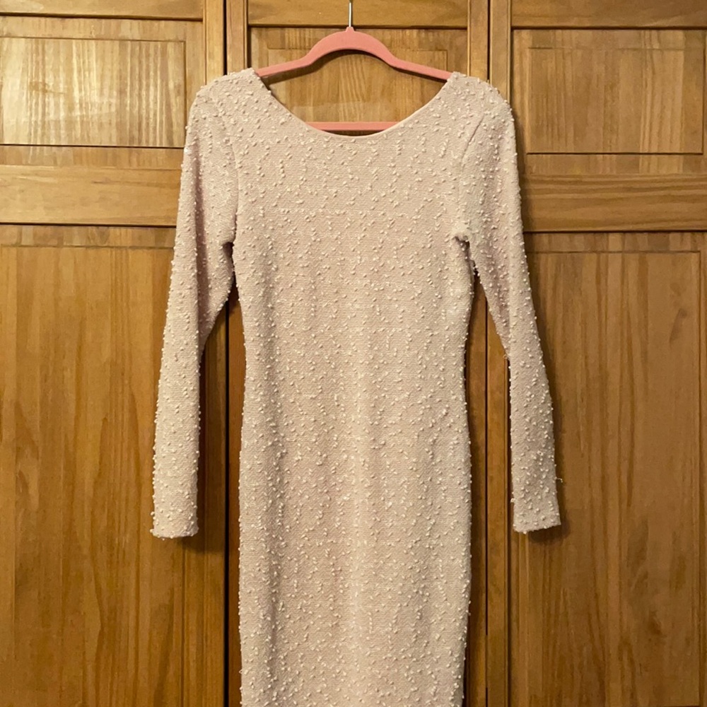 Worn once small Jennifer Lopez long sleeve pale pink dress